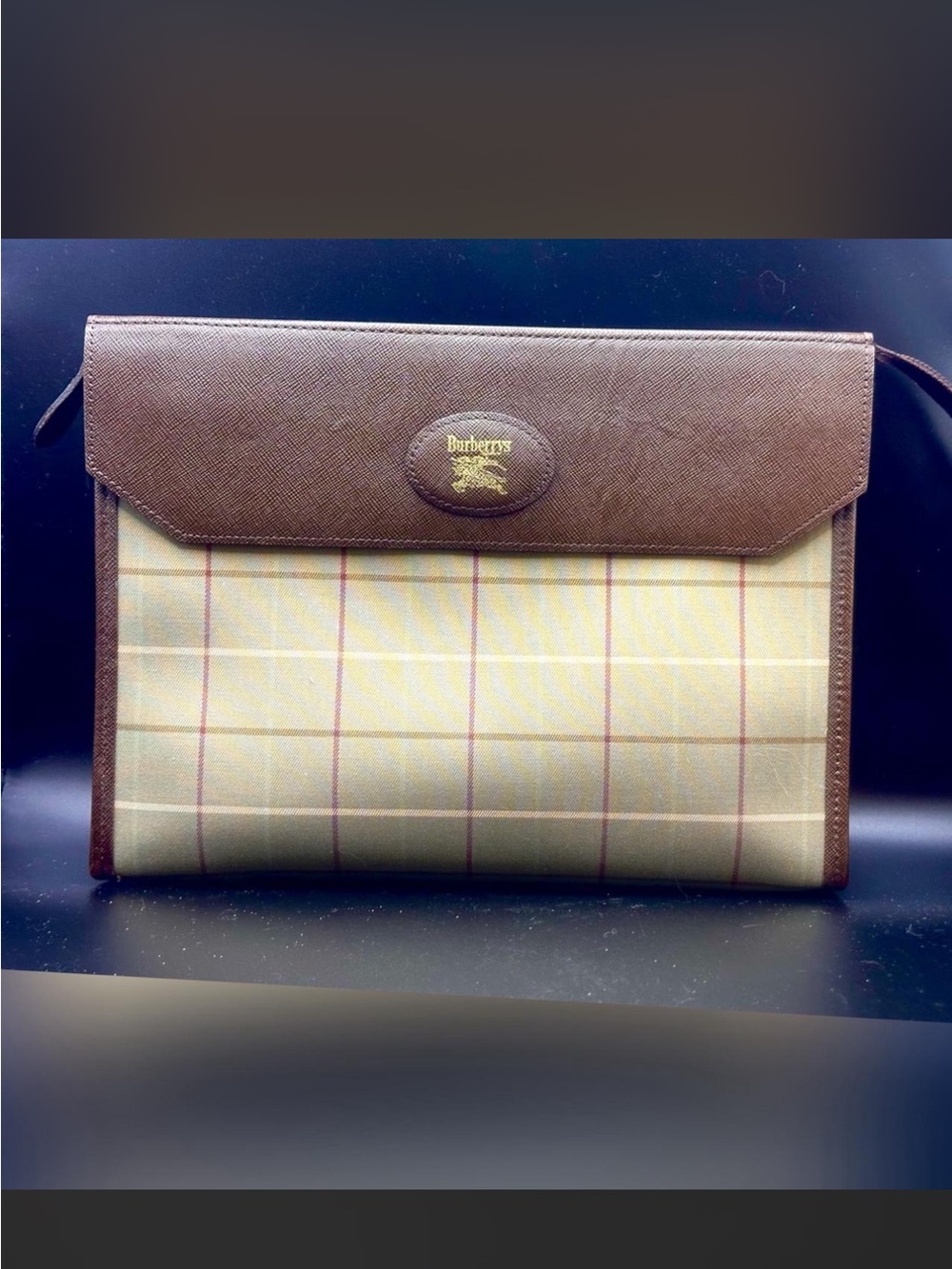 Authentic Burberry men women vintage Nova Check clutch pouch bag excellent